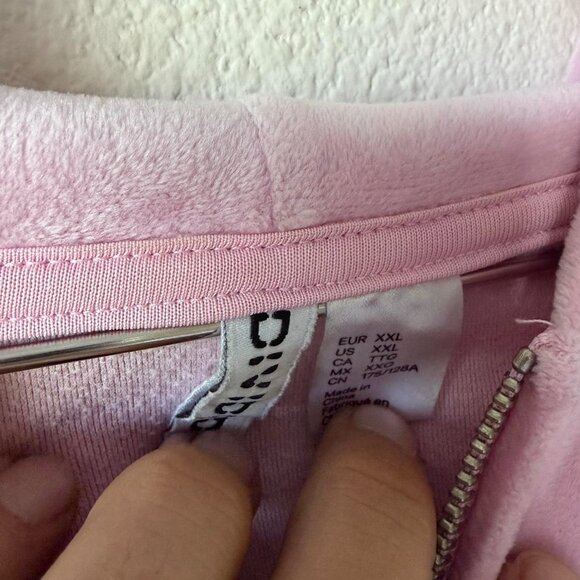 H&M Pink Velour Cropped Hoodie Jacket Women's XXL - Picture 3 of 4
